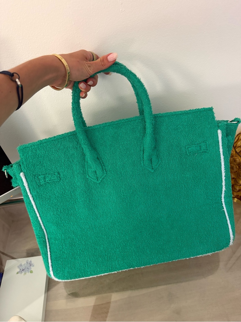 Terry cloth birkin / boatkin style bag - Picture 2 of 6